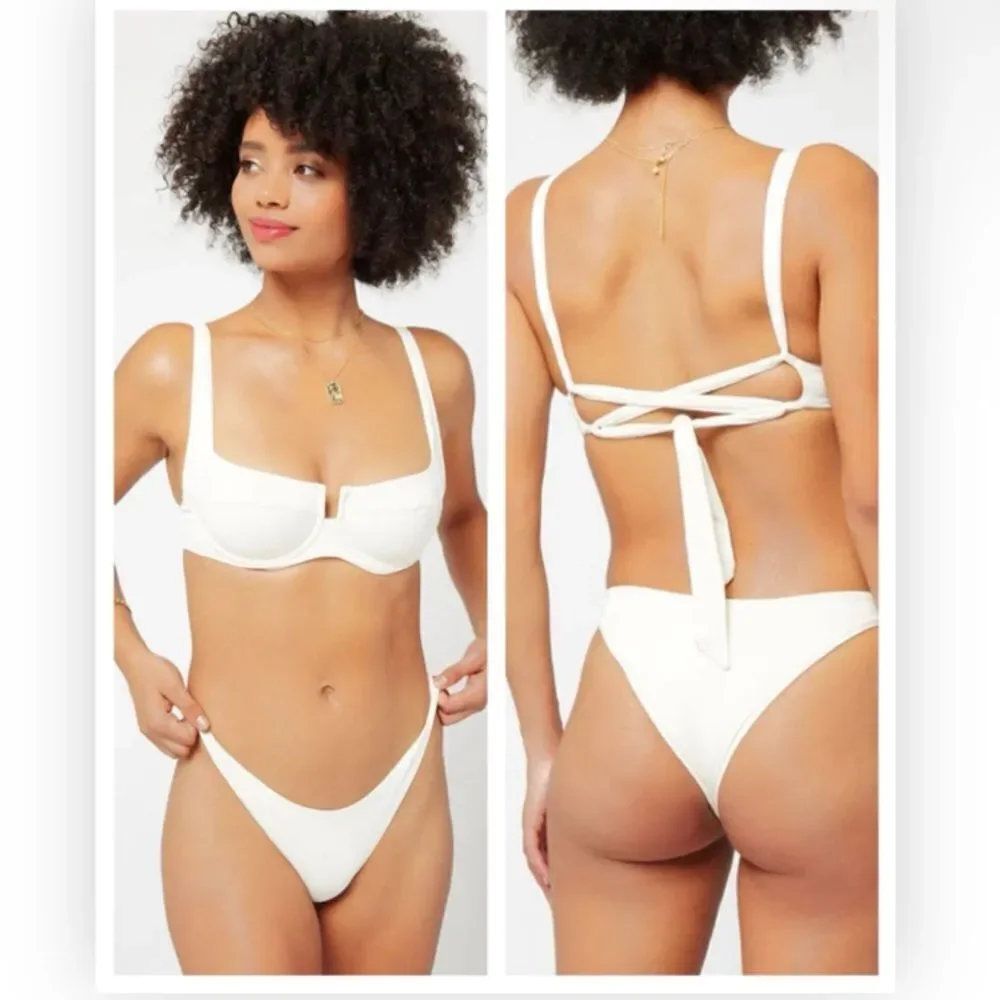 L*Space Sensual Solids Camellia Bikini Top White Top XS NWT $114